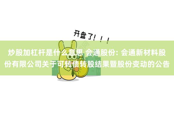 炒股加杠杆是什么意思 会通股份: 会通新材料股份有限公司关于可转债转股结果暨股份变动的公告