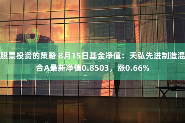 股票投资的策略 8月15日基金净值：天弘先进制造混合A最新净值0.8503，涨0.66%