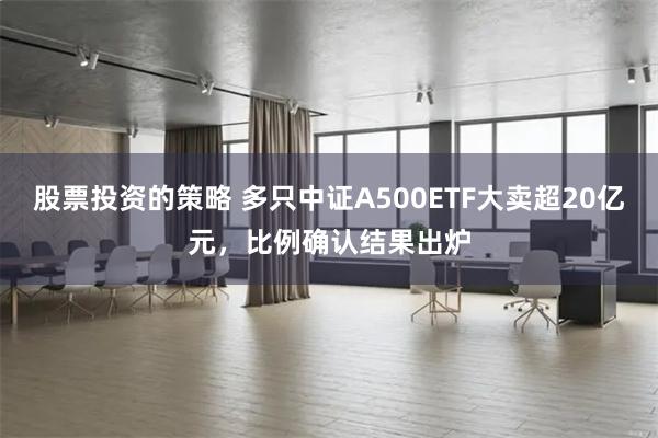 股票投资的策略 多只中证A500ETF大卖超20亿元，比例确认结果出炉